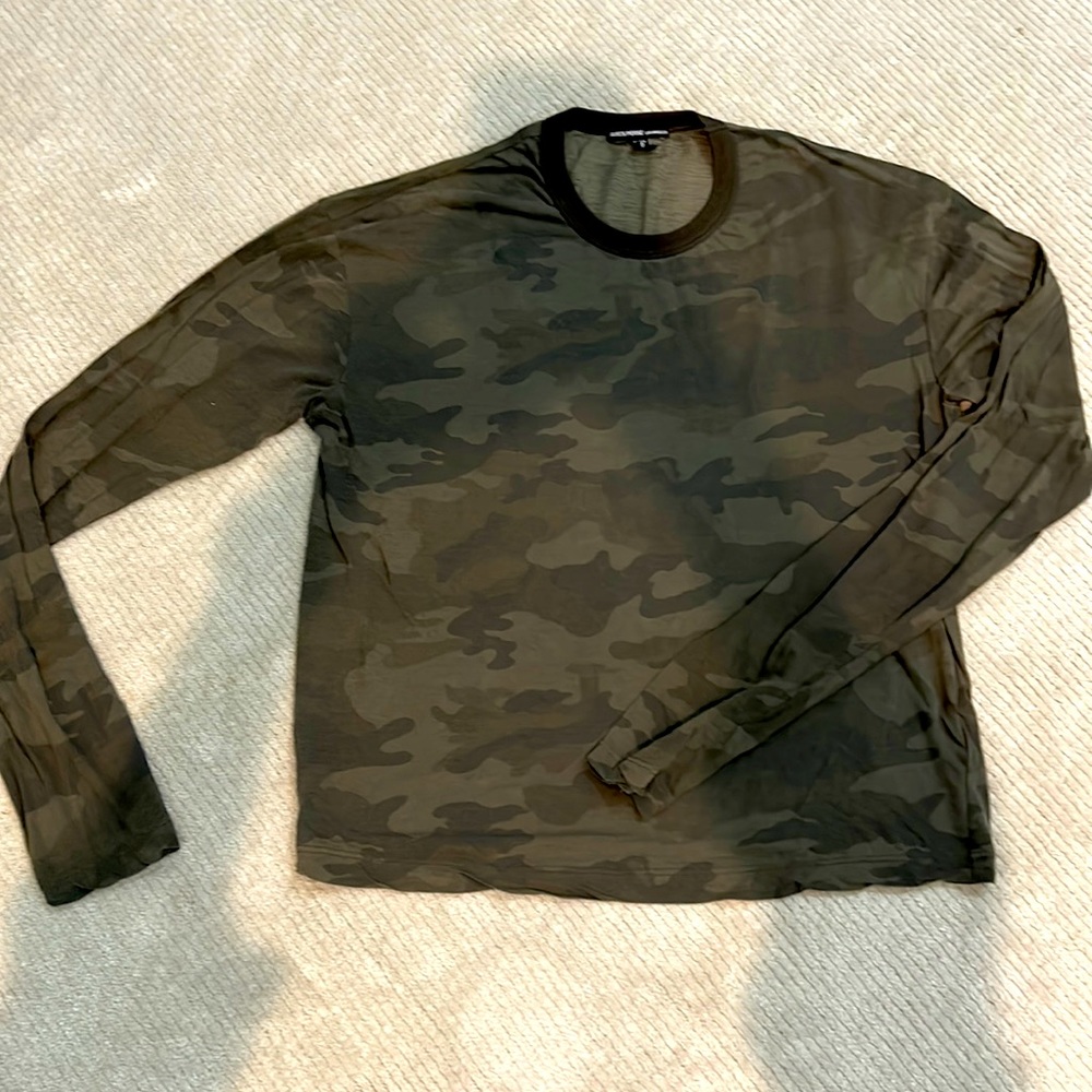 James perse woman’s long sleeve camo cotton crew tee sz 0 (xs)